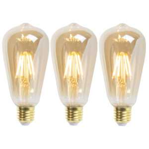 Sada 3 E27 stmívatelných LED žárovek ST64 360 lumenů 2200K