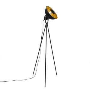 Stativová průmyslová stojací lampa černá se zlatem - Magna Basic 25