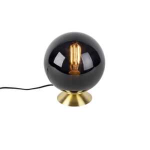 Art Deco stolní lampa mosaz s černým sklem - Pallon