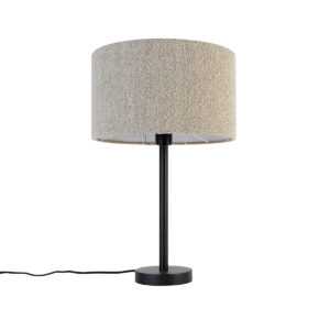 Moderní stolní lampa černá s boucle stínítkem taupe 35 cm - Simplo
