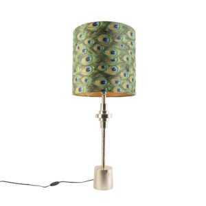 Art Deco stolní lampa zlatý sametový odstín páv design 40 cm - Diverso