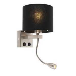 Moderní nástěnná lampa z oceli s černým odstínem - Brescia